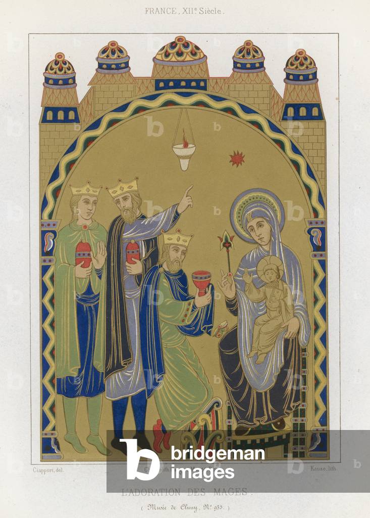 The adoration of the Magi (chromolitho) by French Artist