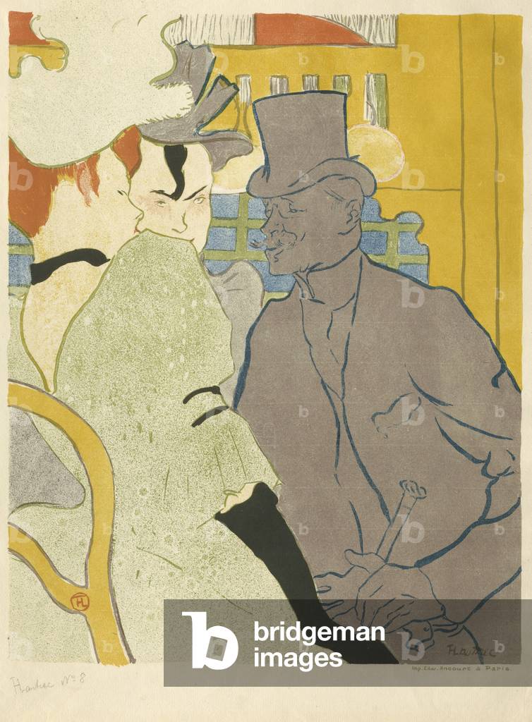 L'inglese al Moulin Rouge, 1892 (lito stampato in verde, grigio, blu, arancione rosso, giallo & nero su carta 