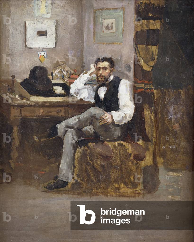 Künstler in seinem Studio; L'Artiste dans son Atelier, (öl auf leinwand)