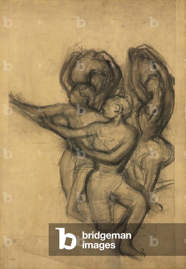 Group of Dancers, c.1895-1900 (charcoal on joined paper laid down on board)