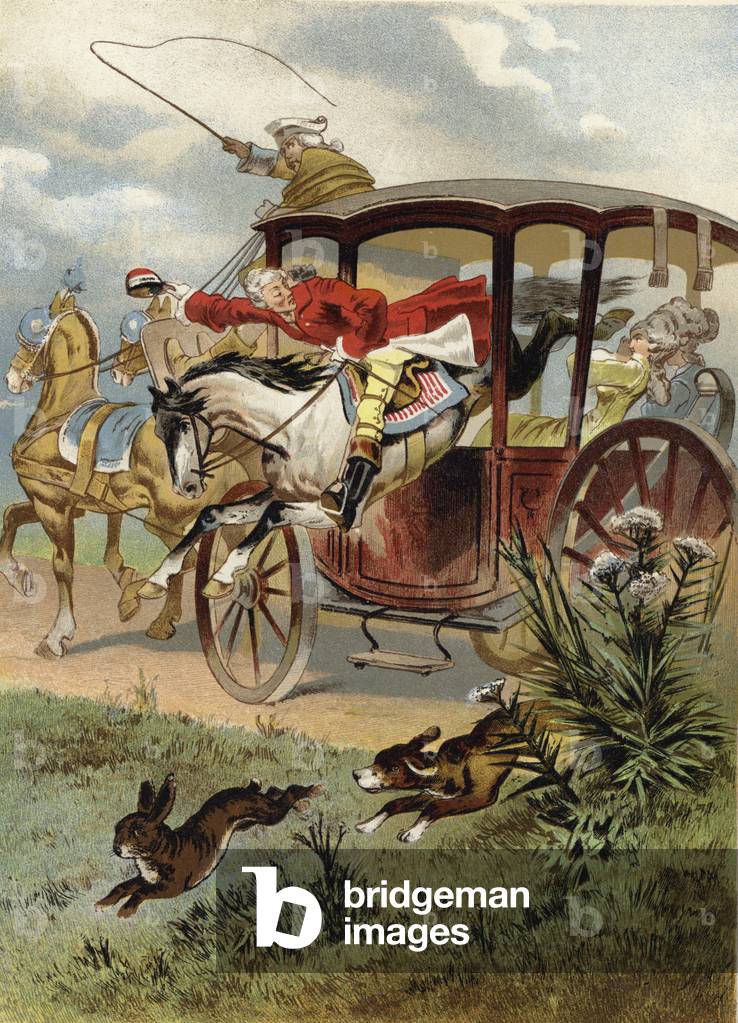 Illustrazione per le avventure del barone Munchausen (chromolitho)