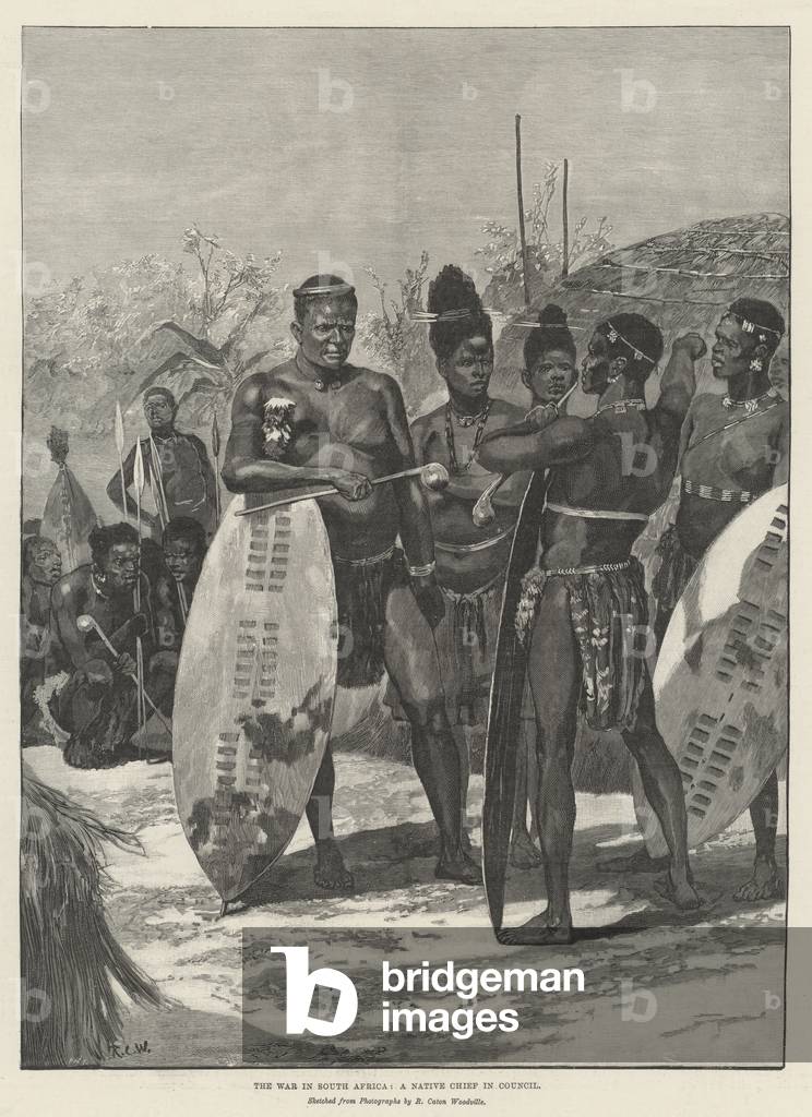 "La guerra in Sud Africa" 1893 di Richard Caton II Woodville, b/w