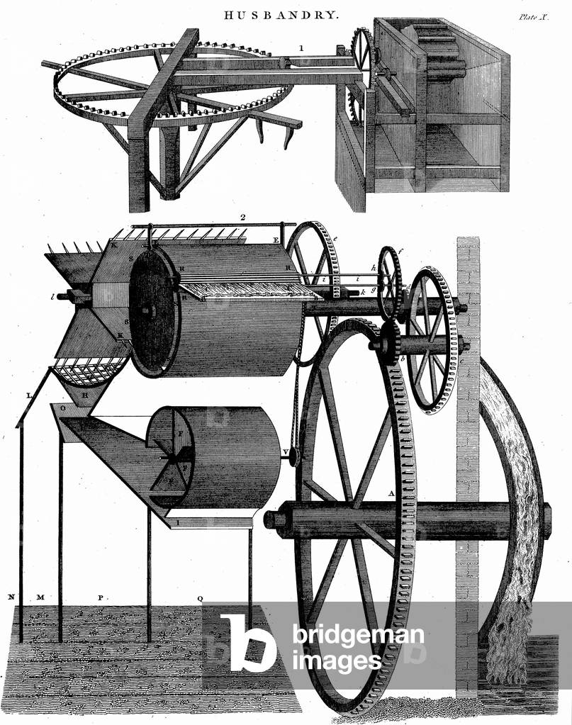 Dreschmaschine von Andrew Meikle, 1811 (Gravur)