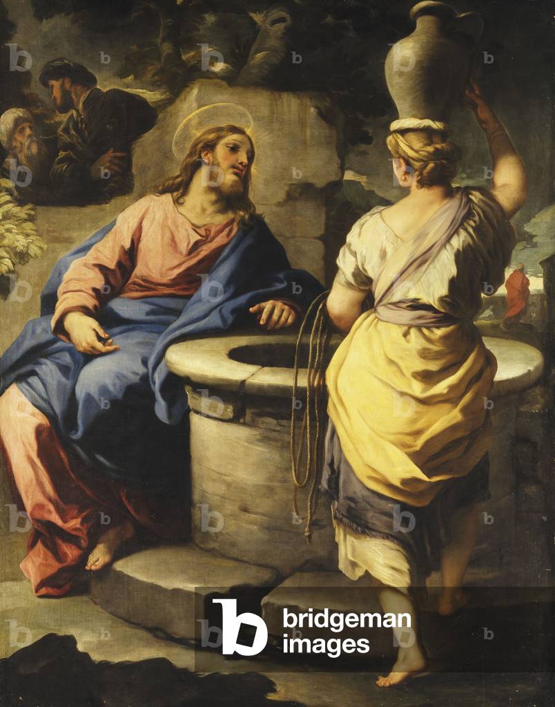 Bild von Gemälde "Christus und die Frau von Samaria am Brunnen", c.1697 von Luca Giordano