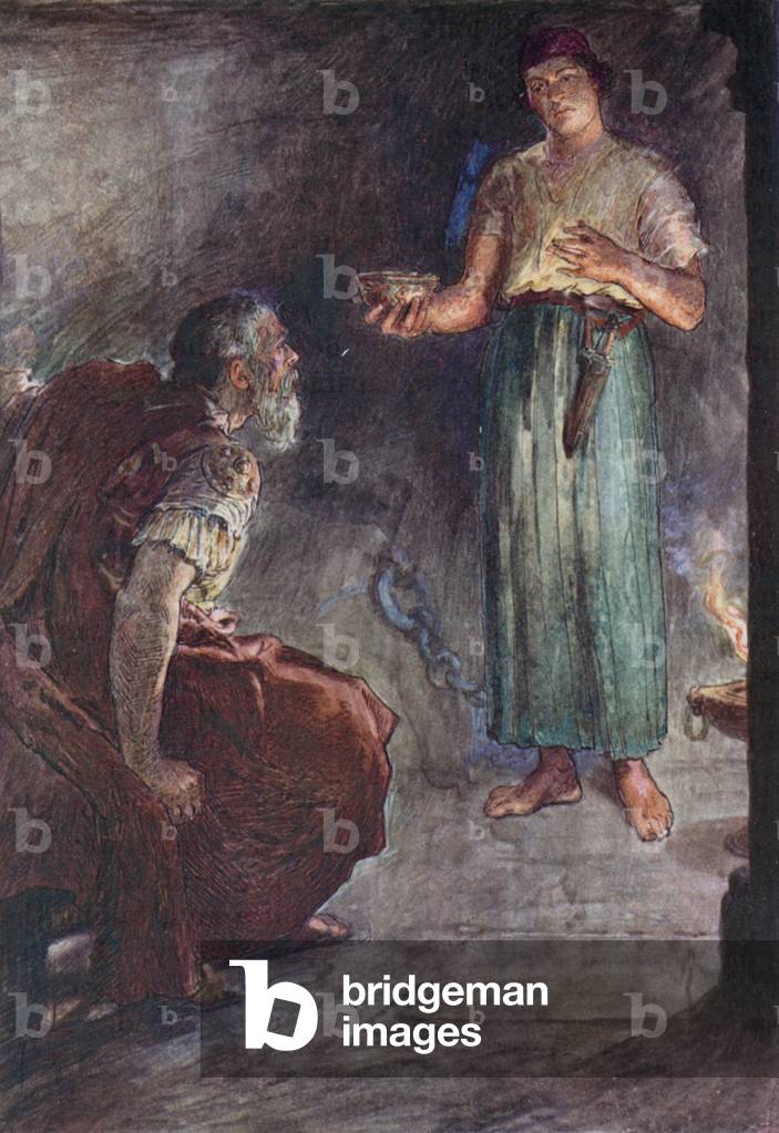 Philopoemen im Gefängnis (Farbe litho)