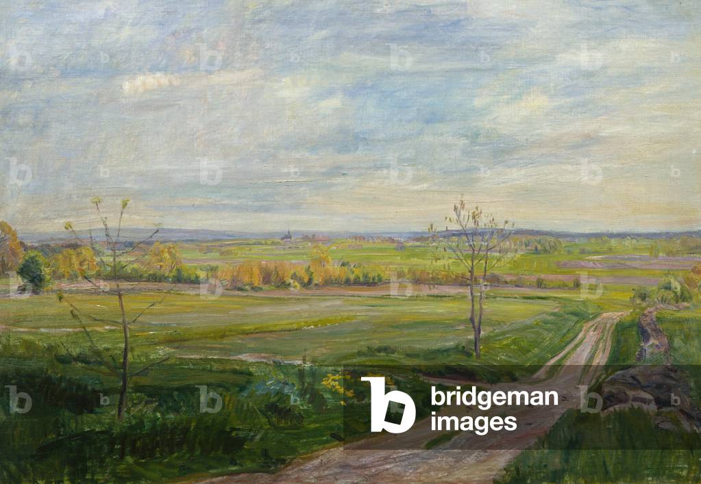 "Paesaggio alla Chiesa di Eidsberg" di August Eiebakke