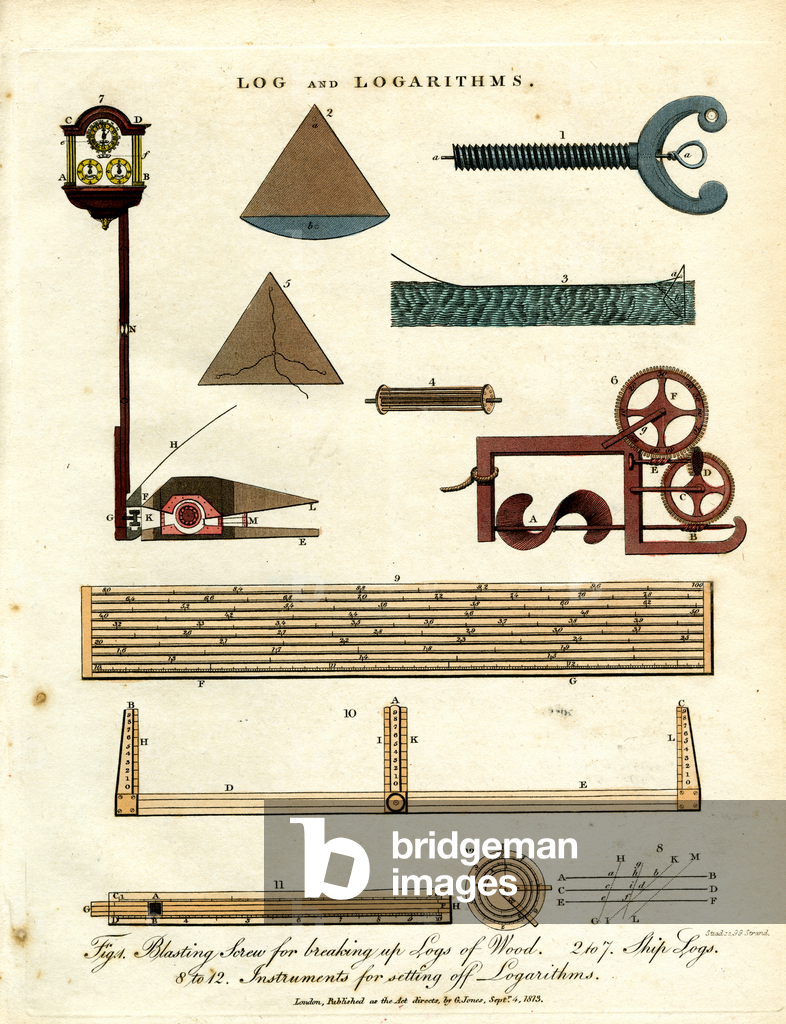 Logarithmische Berechnungsgeräte und nautische Instrumente, 1810 (Druck)