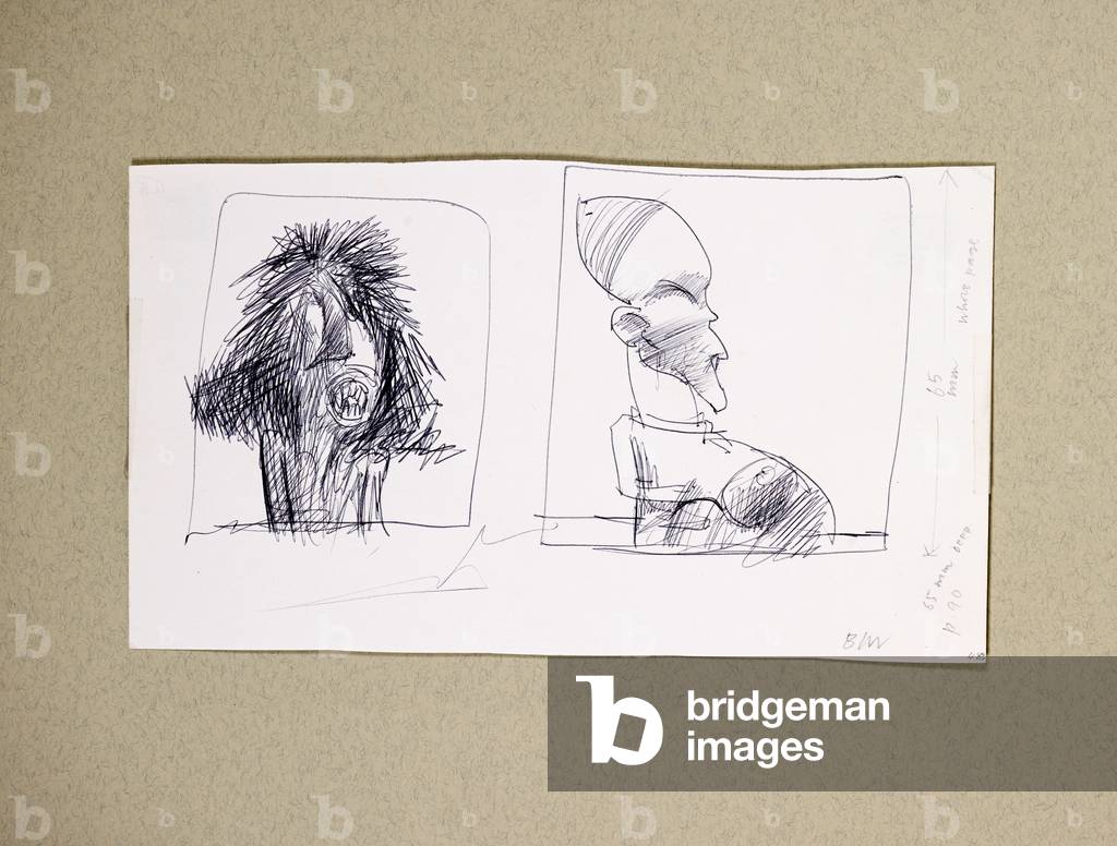 Image of Drawing depicting Leonardo 152 (drawing) 1983 by Ralph Steadman