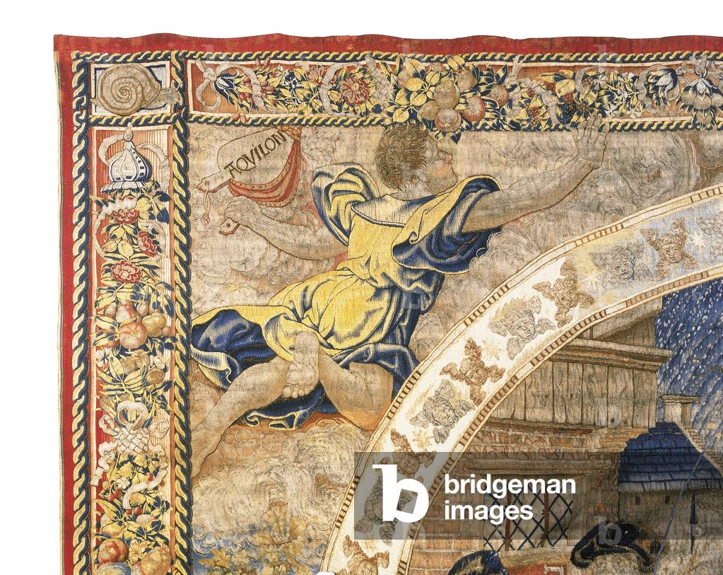 Arazzo allegorico di Bruxelles raffigurante il mese di dicembre da «I mesi del medaglione», c.1525 (lana e set
