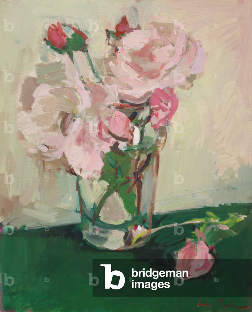 Roses in a glass II, 2017 (olio su tavola)