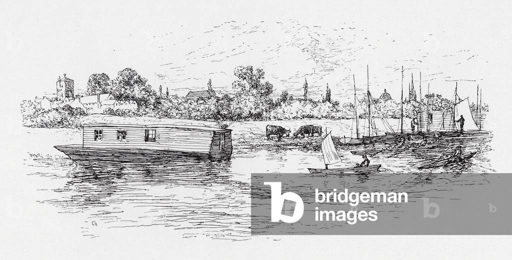 Bild von Druck "Der Fluss bei Binsey (Litho)" 1900 von English School