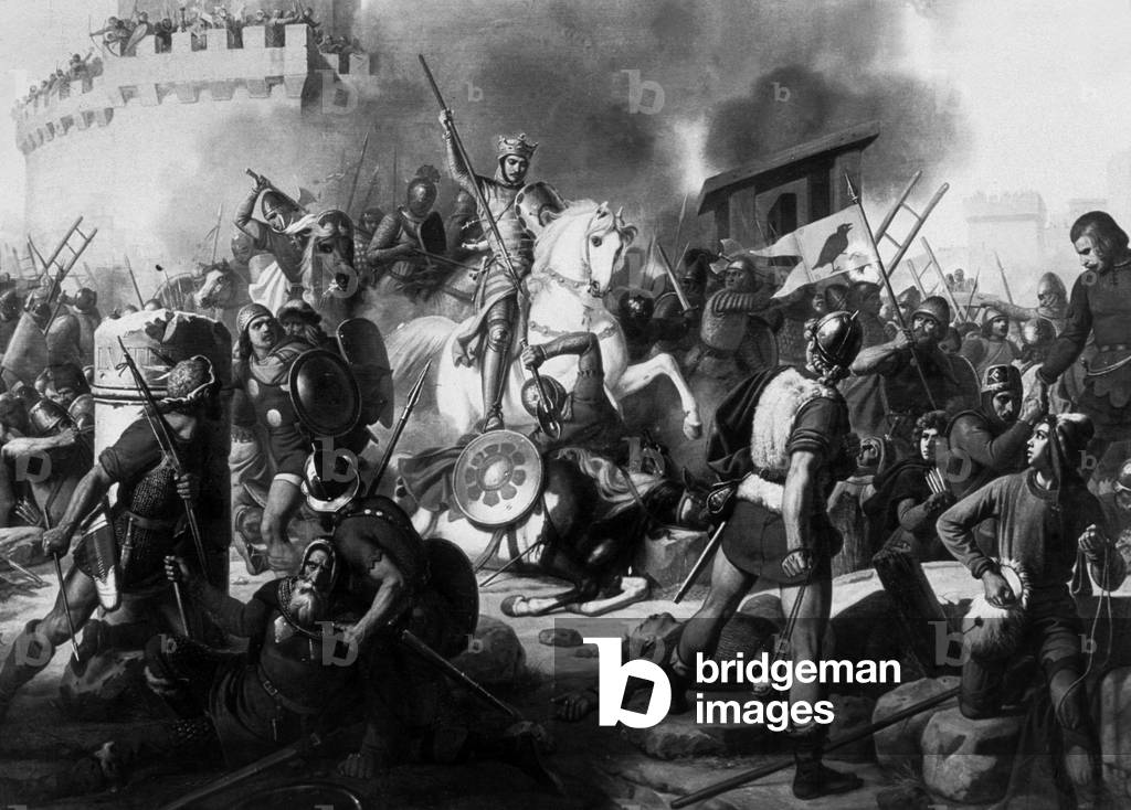 Il conte Eudes (Odon) (860 - 898) difende Parigi contro i Normanni nel 886, dipinto di Jean Victor Schnetz (17