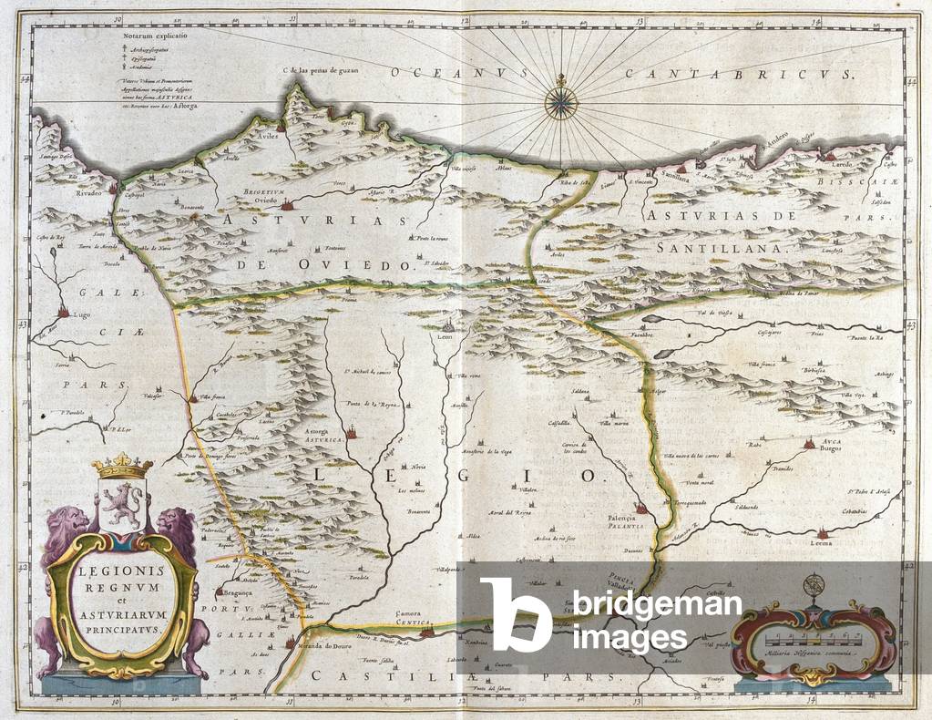 Bild von Karte & Plan "Spanische Provinz Asturien" 1645 von Willem Blaeu