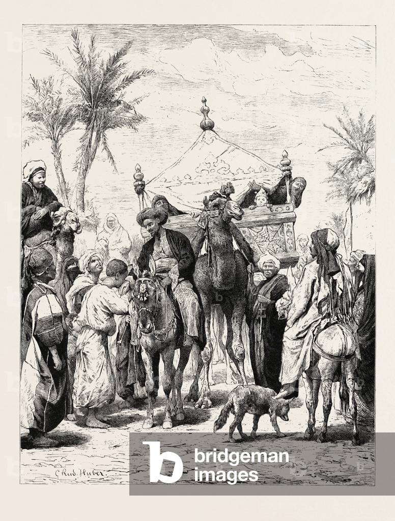 Proprietario sbarcato Ritorno da un pellegrinaggio. Egitto, Incisione 1879