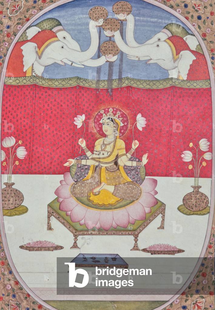 The Goddess Lakshmi, Miniature Painting, India, 1970
