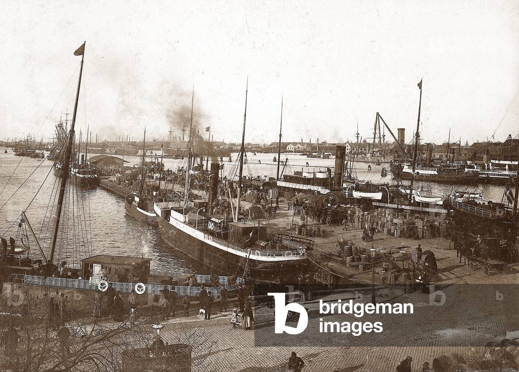 Bild von Fotografie "Hafen von Kopenhagen (Foto)" 1890, b/w