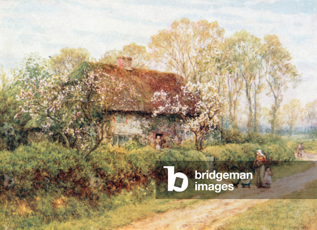 Bild von Druck "Ein Cottage am Freshwater Gate (Farblitho)" 1901 von Helen Allingham