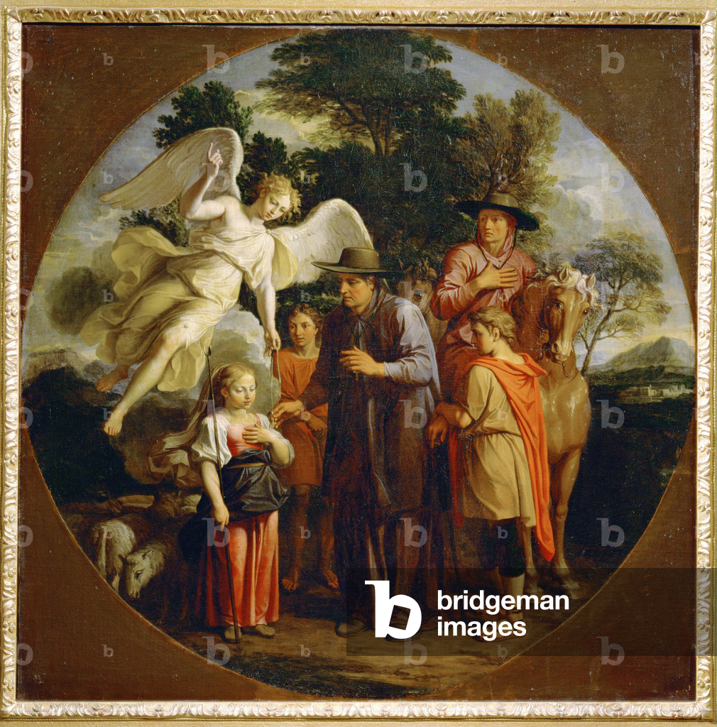 Image of Saint Genevieve receiving the medal from Saint Germain