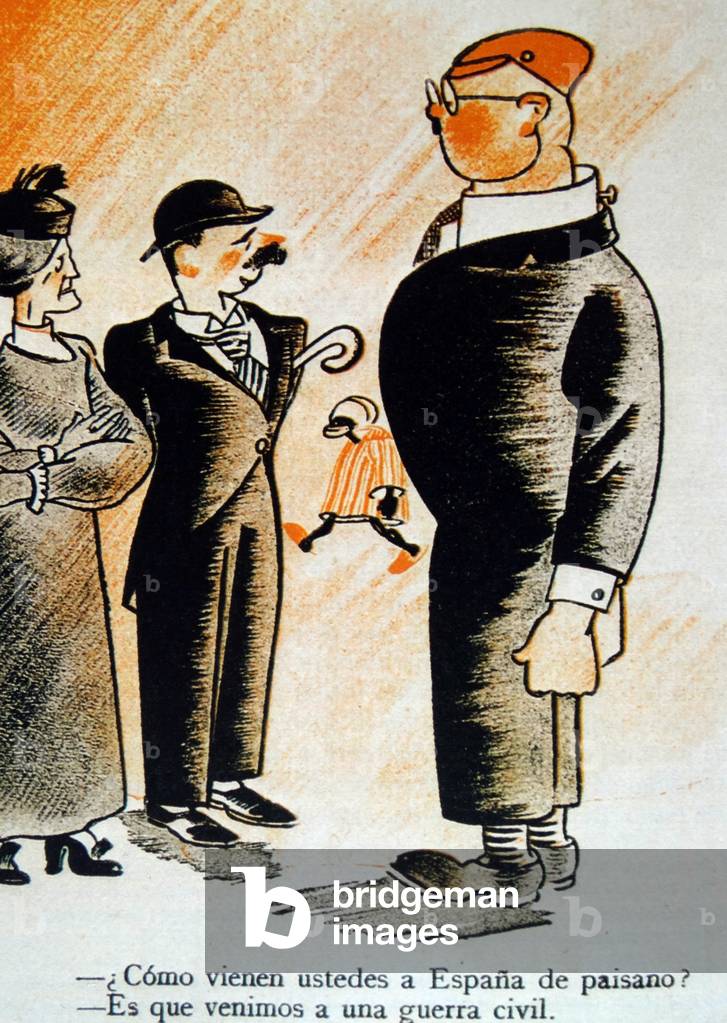 Image of Print depicting Anti-German cartoon by Spanish Artist