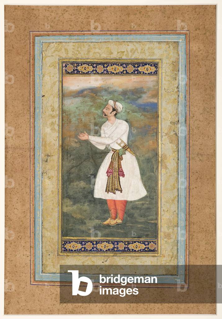"Cortigiano in piedi in un atteggiamento di grande rispetto", c.1575 di Indian School