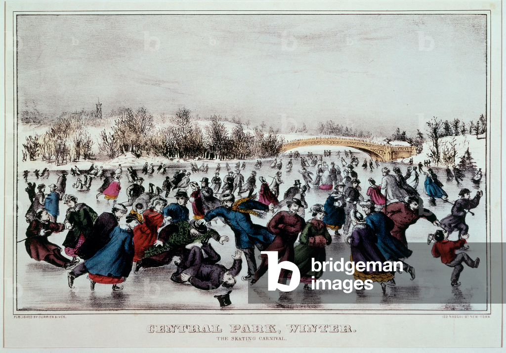 Pattinaggio a Central Park, New York (stampa a colori)
