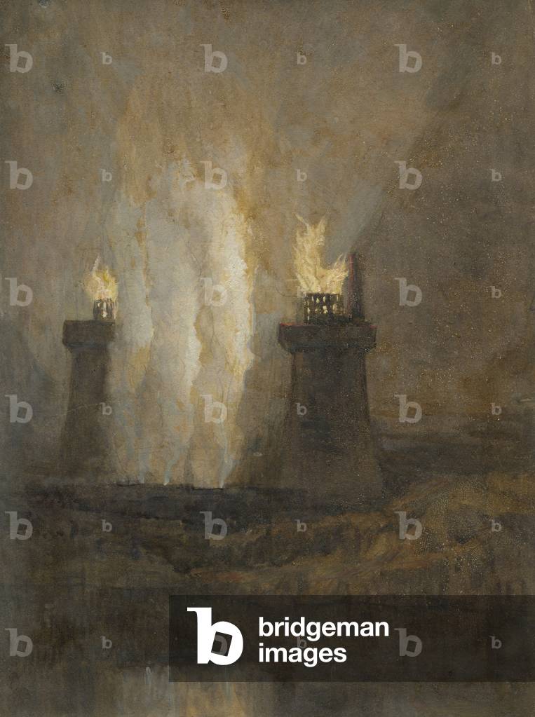 "Carron Iron Works", c.1800 di Joseph Mallord William Turner, b/w