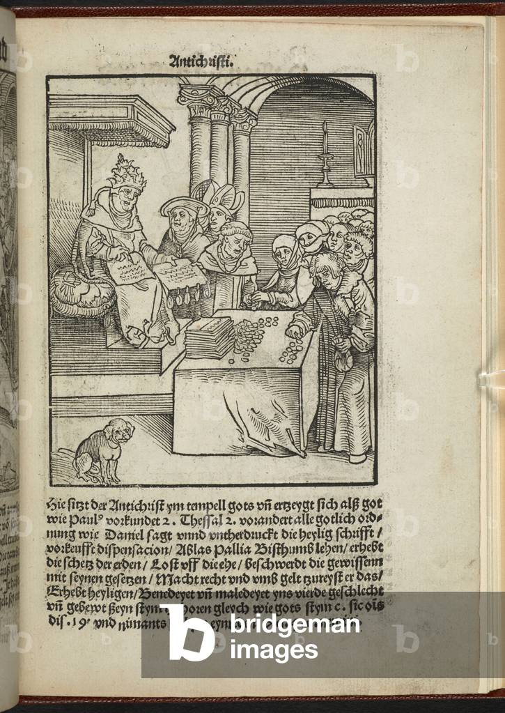 Page de Passional Christi und Antichristi, 1521 (gravure sur bois)