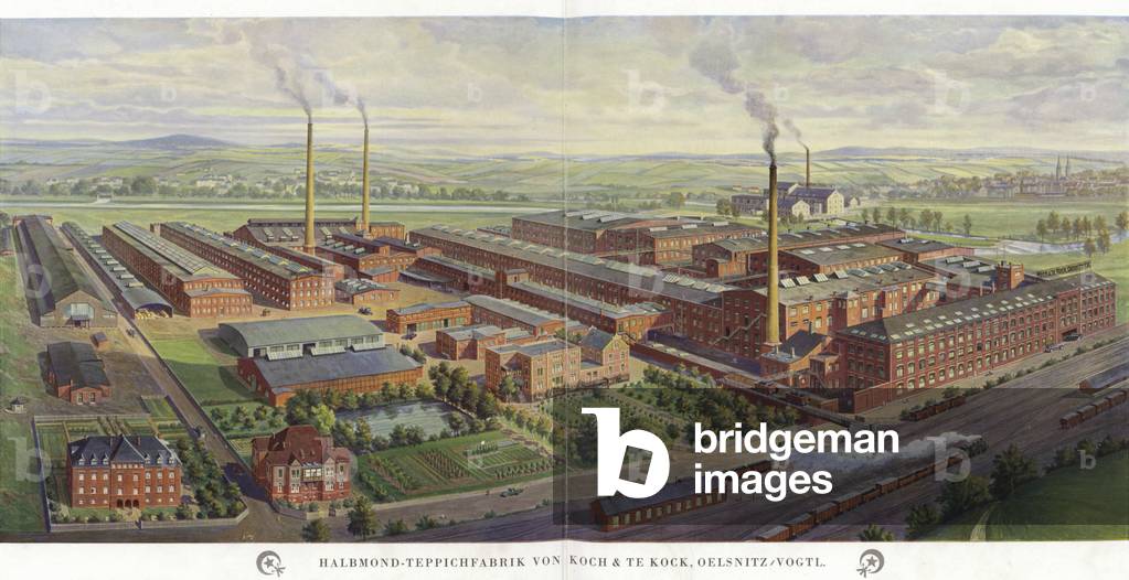 Commerce des fabricants de tapis Halbmond-Teppichfabrik Von Koch Und Te Kock (couleur litho)