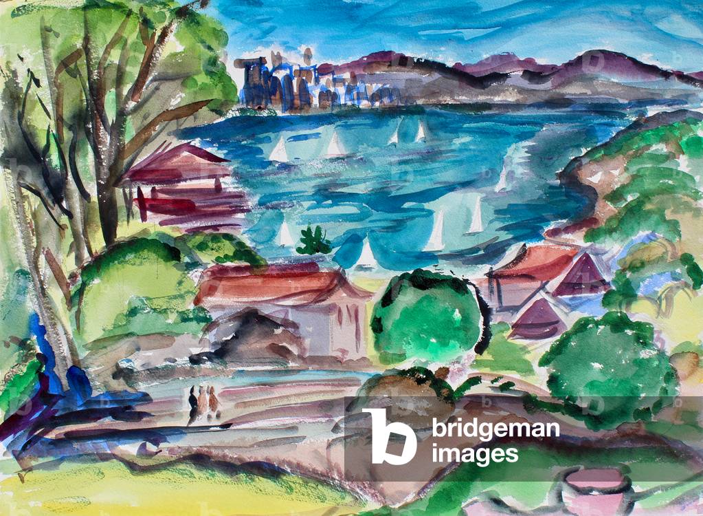 San Francisco Bay aus Tiburon, 2018, (Aquarell auf Papier)