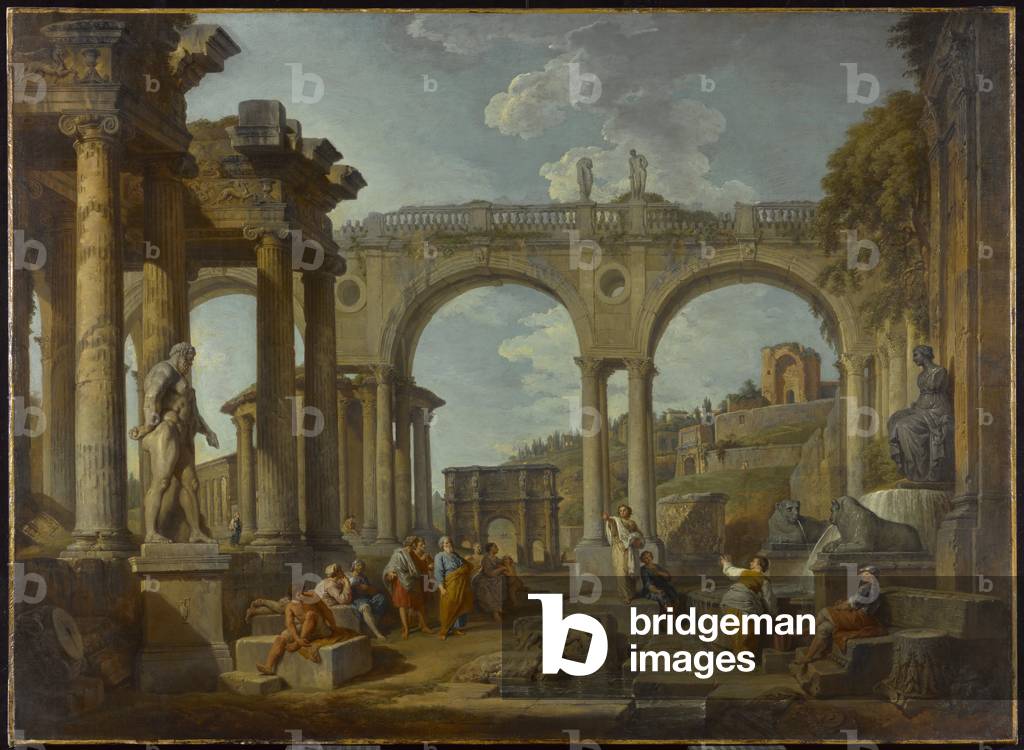 Bild von Gemälde "Ein Capriccio römischer Ruinen mit dem Konstantinsbogen", c.1755 von Giovanni Paolo Pannini 
