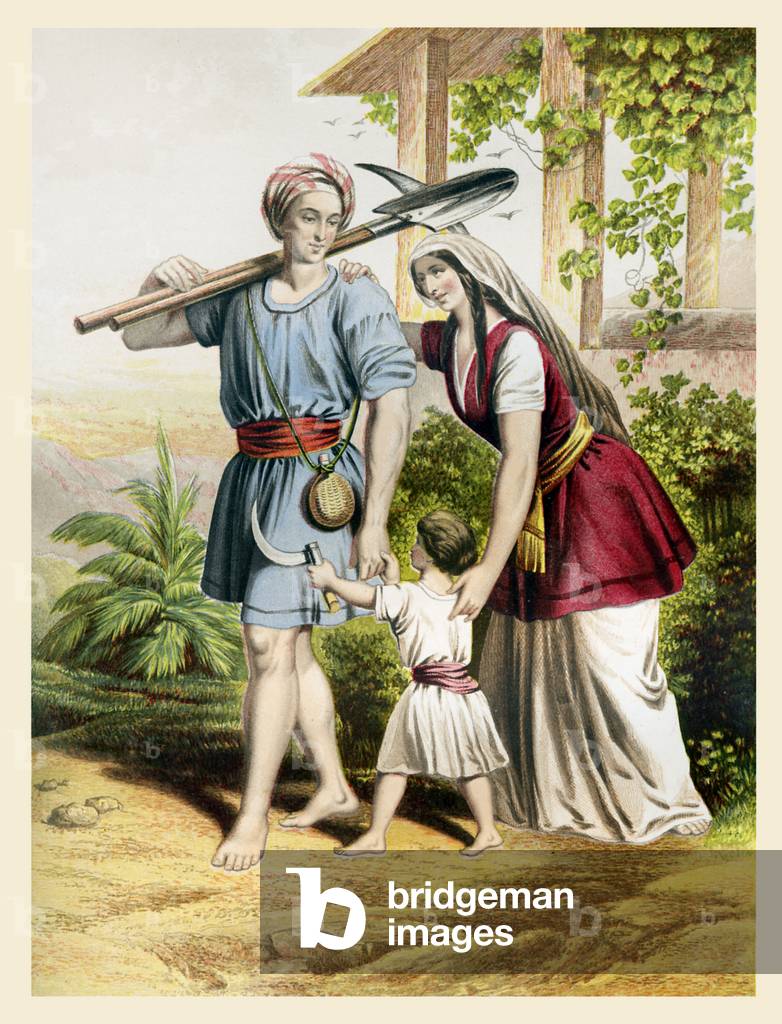 Image of Print depicting Psalm 104 - illustration to line 23 - Bible 1801 by Joseph Martin Kronheim