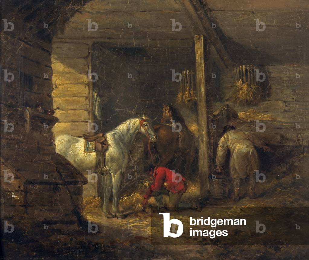 Stable Scene (oil on canvas)