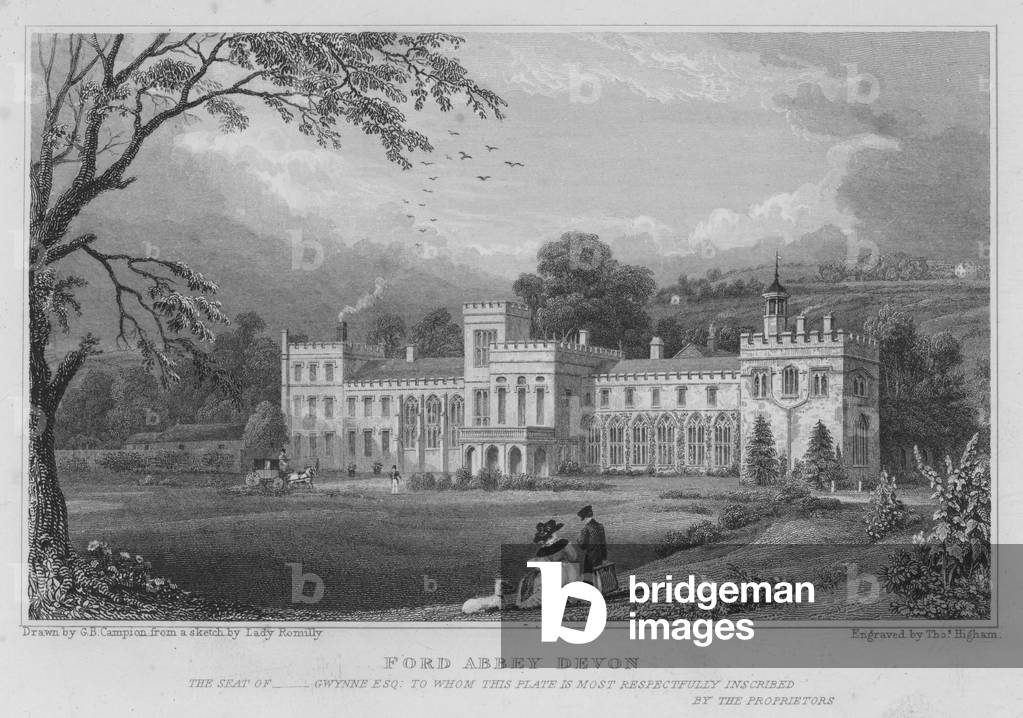 Ford Abbey by George Bryant Campion, b/w