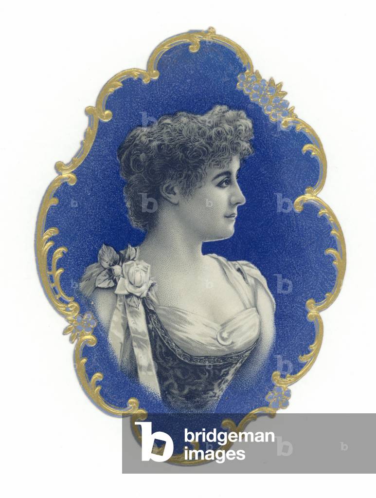 Büste einer jungen Frau gekürzte Haare (chromolitho)