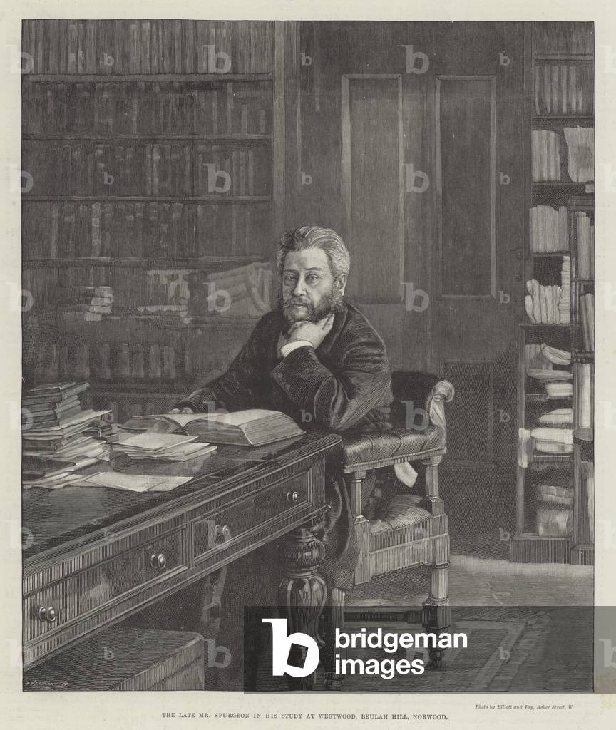Le feu M. Spurgeon dans son étude à Westwood 1892 par English School, b/w