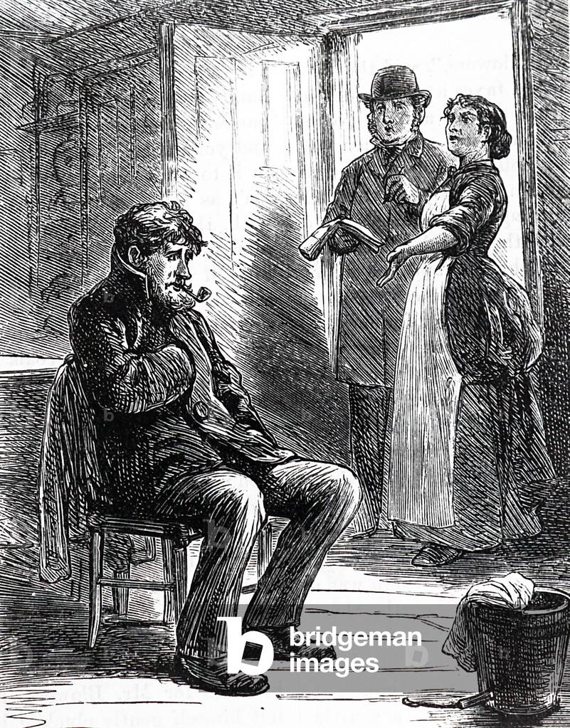 Eine Frau zeigt die Rate Collector, warum sie kein Geld hat, 1850