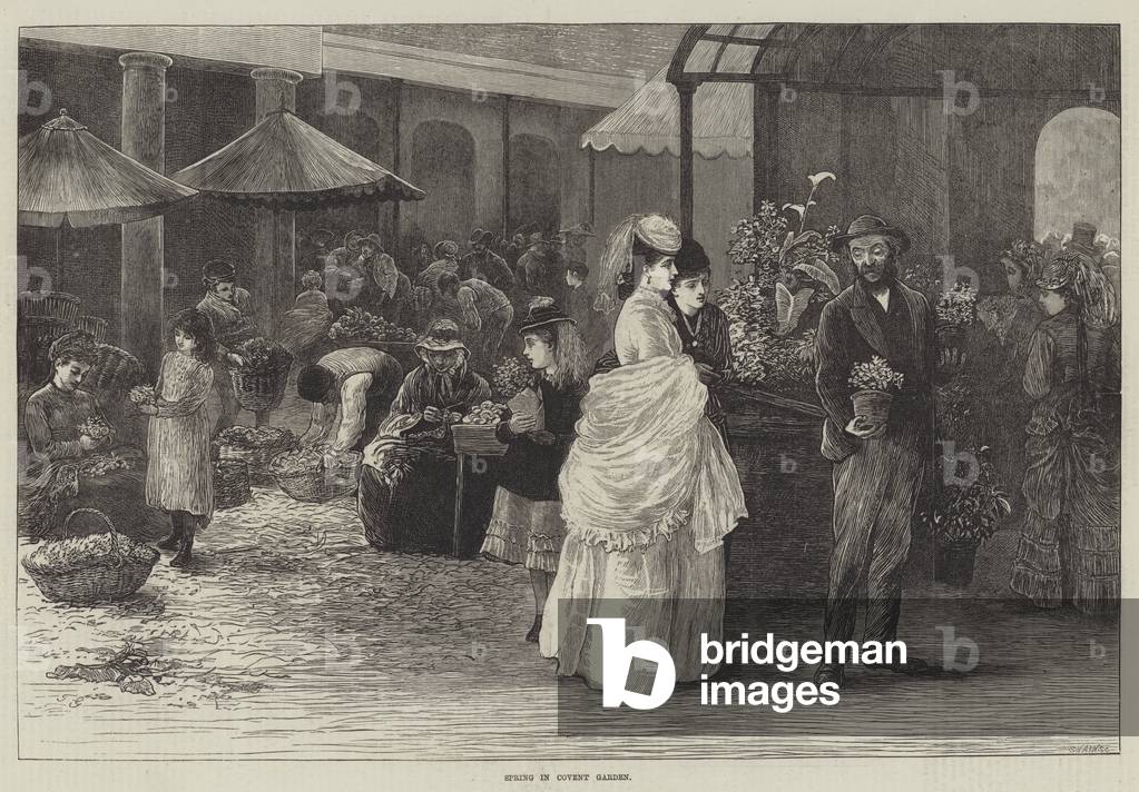 Spring in Covent Garden (engraving) by Henry Towneley Green, b/w