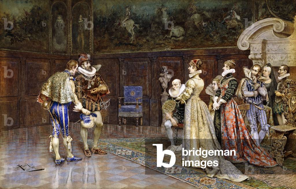 Immagine di Disegno "Una presentazione di Henri IV di Francia alla Corte di Marguerite Valois", 1887 di Giusep
