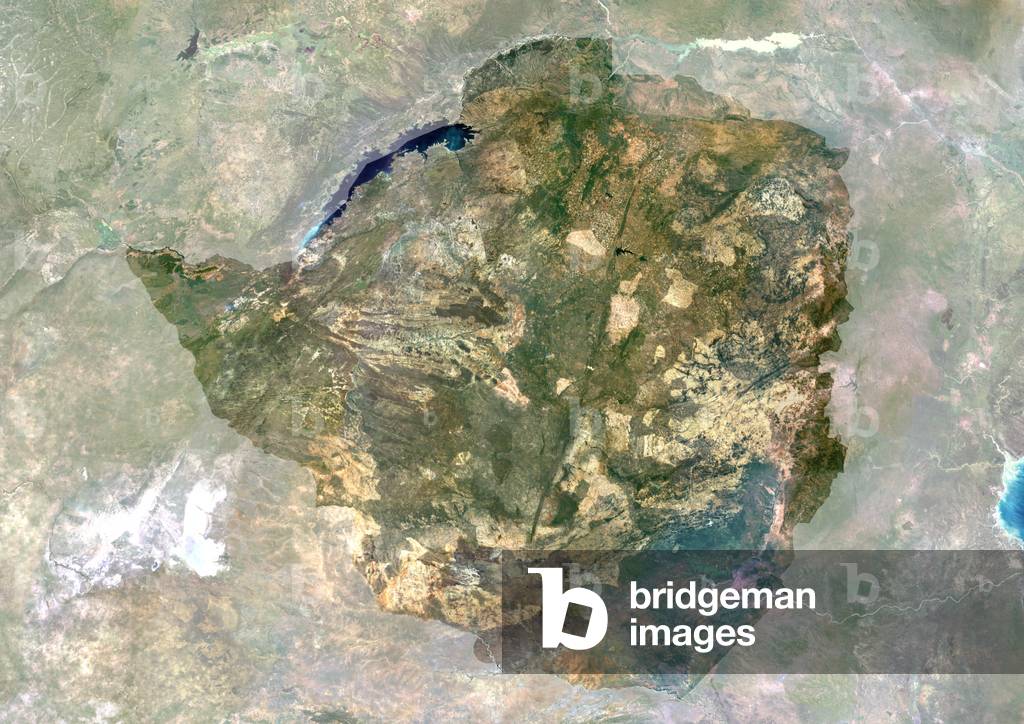 Zimbabwe, Africa, True Colour Satellite Image With Mask
