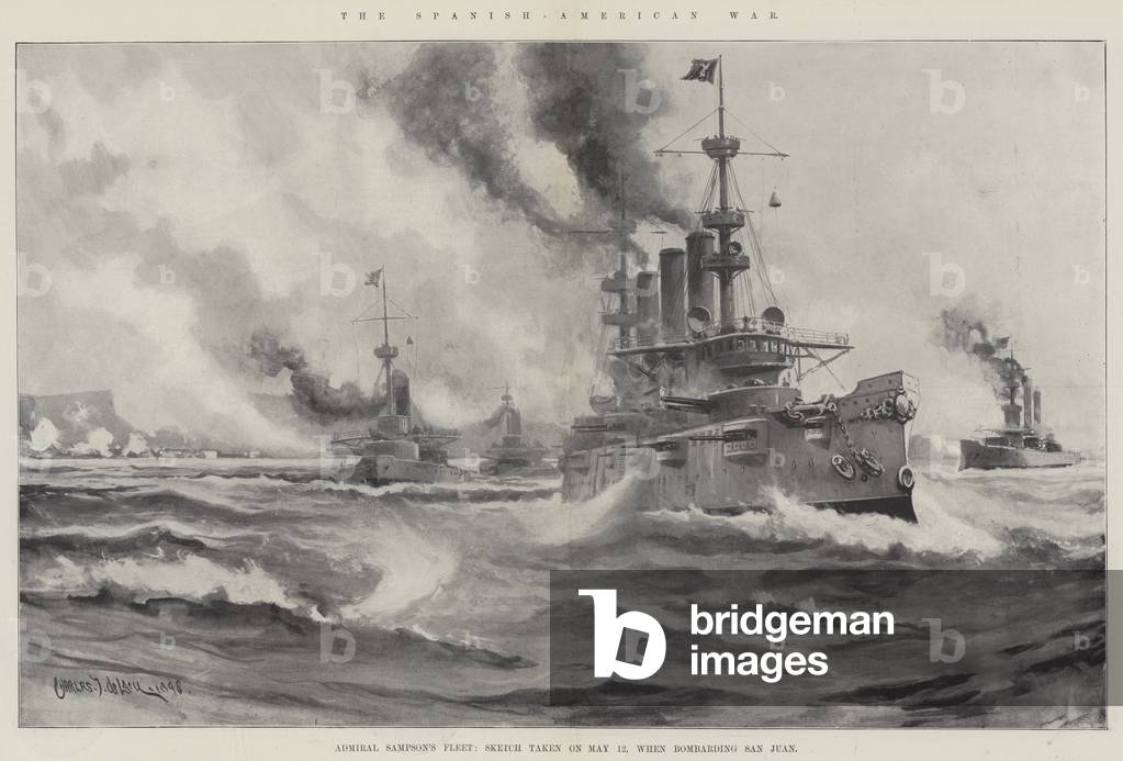 La guerra ispano-americana, Ammiraglio Sampson's Flotta, Schizzo preso il 12 Maggio, quando bombardare San Jua