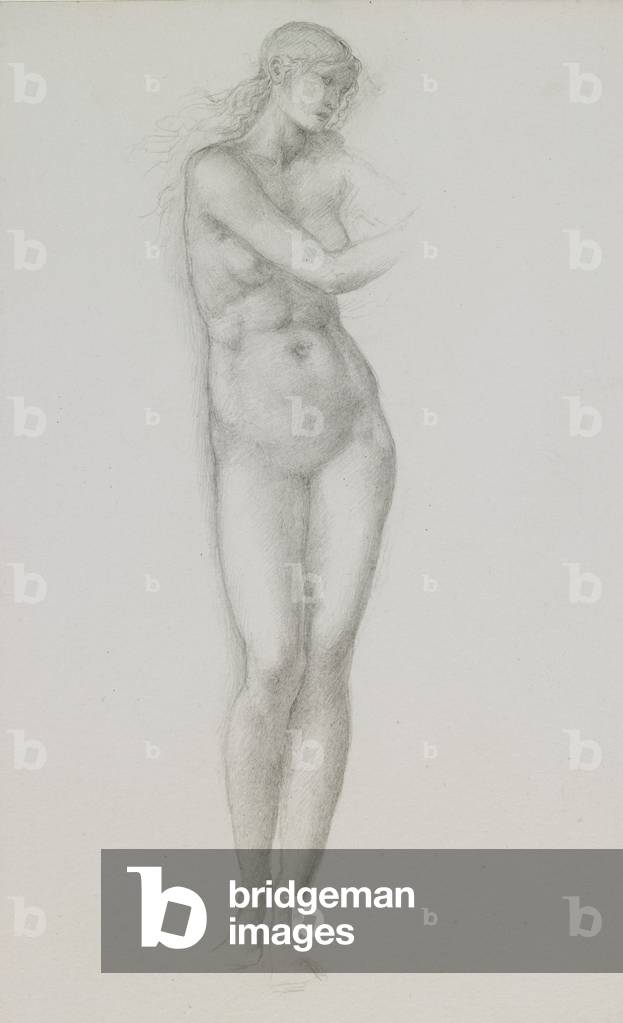 Nackte weibliche Figur, Studie für Venus aus der 'Pygmalion Serie', um 1875 (Bleistift auf Papier)