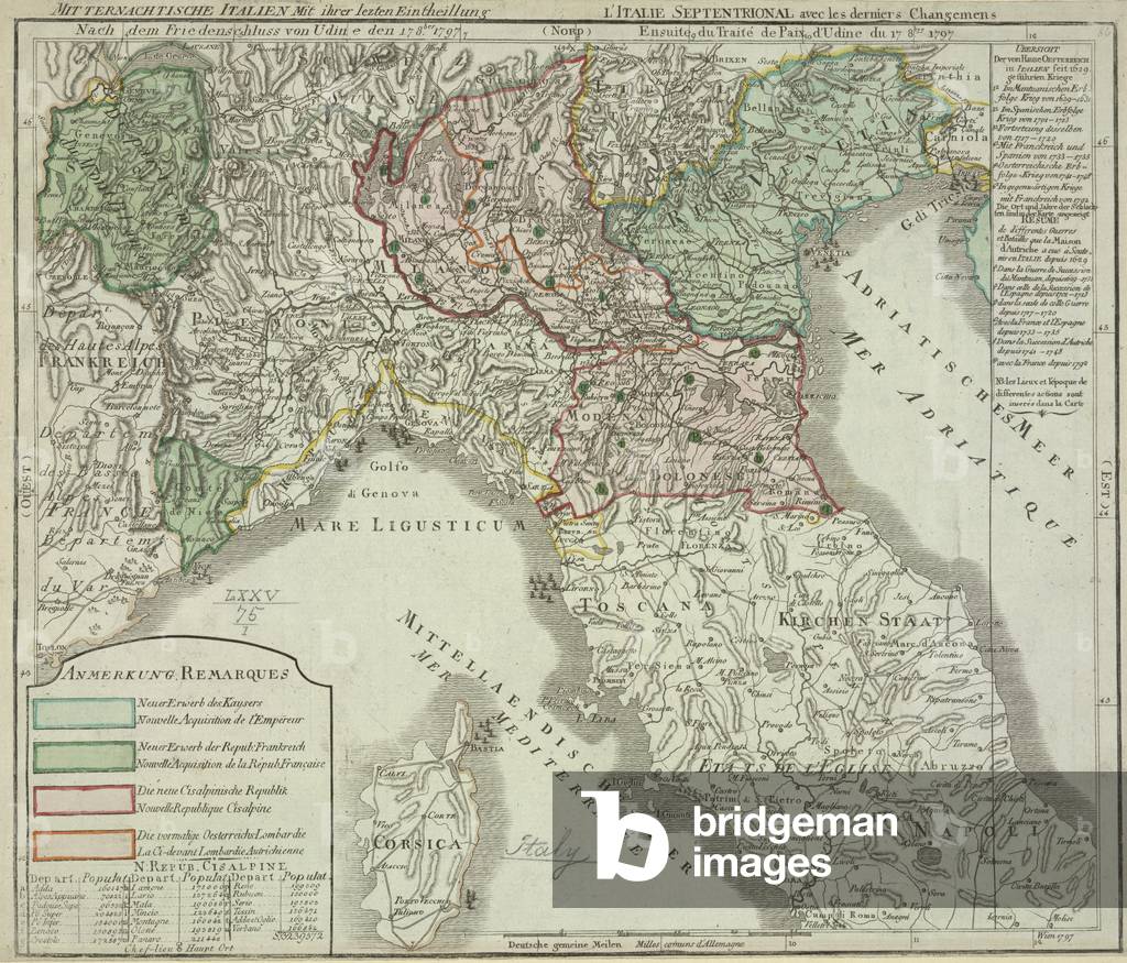 Une carte de l'italie du nord