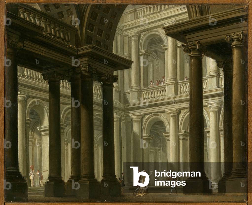 Image of Painting depicting Interior of a Classical Building (oil on canvas) by Vittorio Maria Bigari