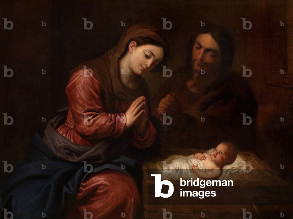 la nascita di cristo olio su tela