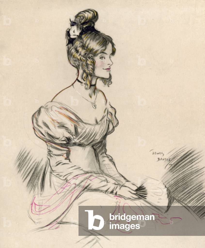 "Illustrazione per Vanity Fair di Thackeray (colore lito)" di Lewis Christopher Edward Baumer