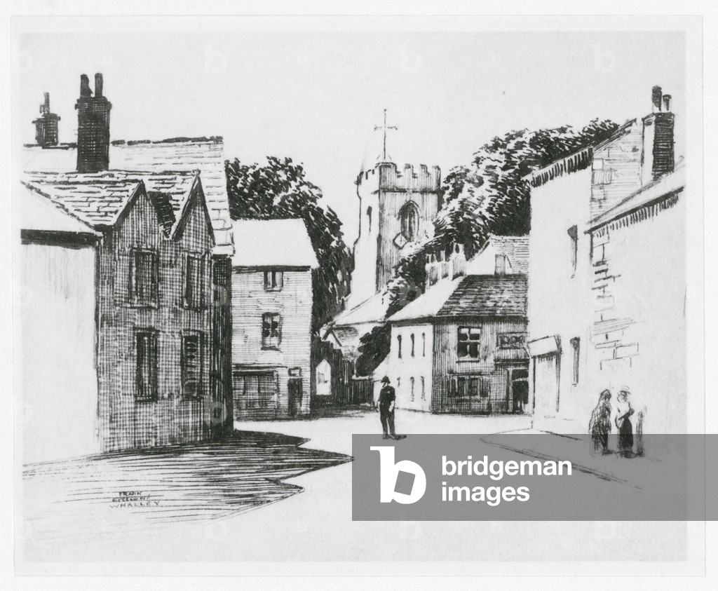 Bild von Druck "Dorf Whalley (Litho)" 1901 von Frank Greenwood