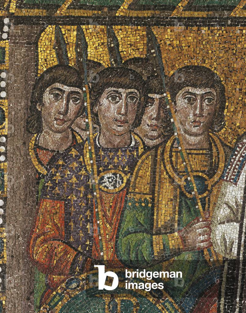 Image of Group of soldiers, detail from Emperor Justinian and his ...