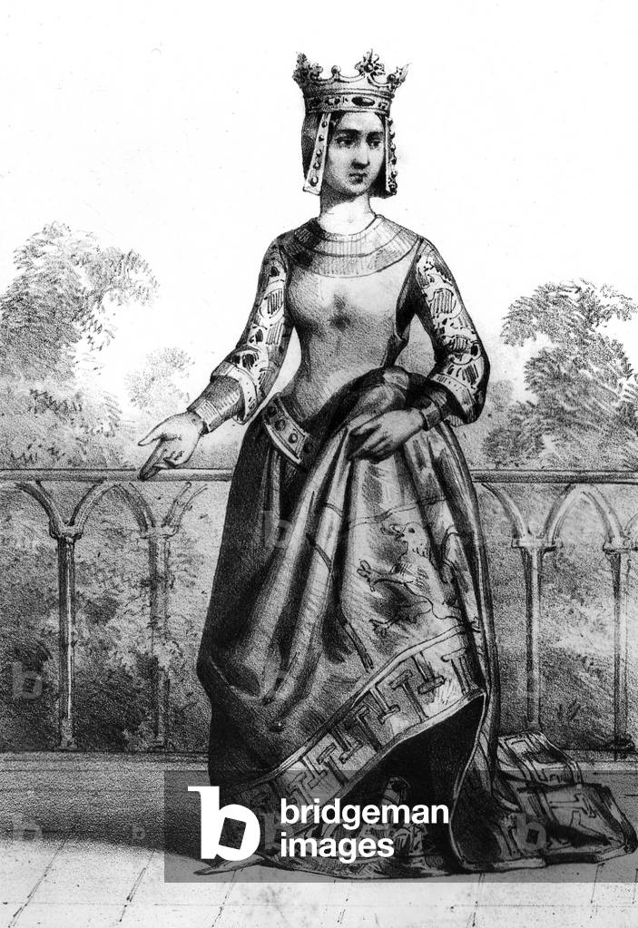 Agnes de Meranie (1180-1201) regina francese, moglie di Filippo Augusto, qui nel 1196, incisione