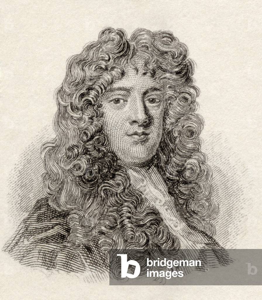 William Wycherley, c. 1640 a 1715, drammaturgo inglese del periodo di restauro, da Crabb's Historical Dictiona