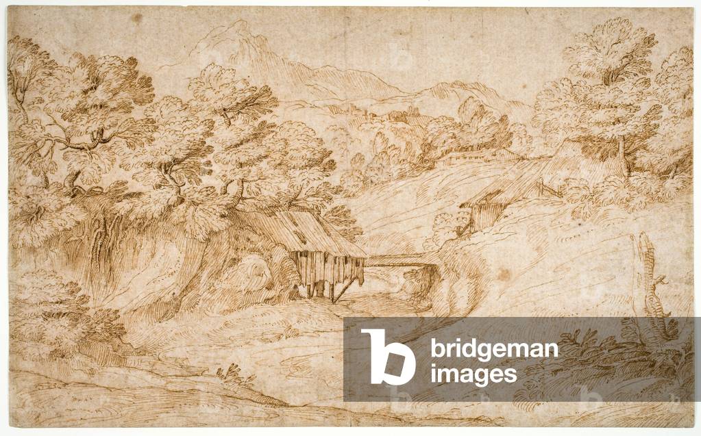 "Querformat", c.1517 von Domenico Campagnola, b/w